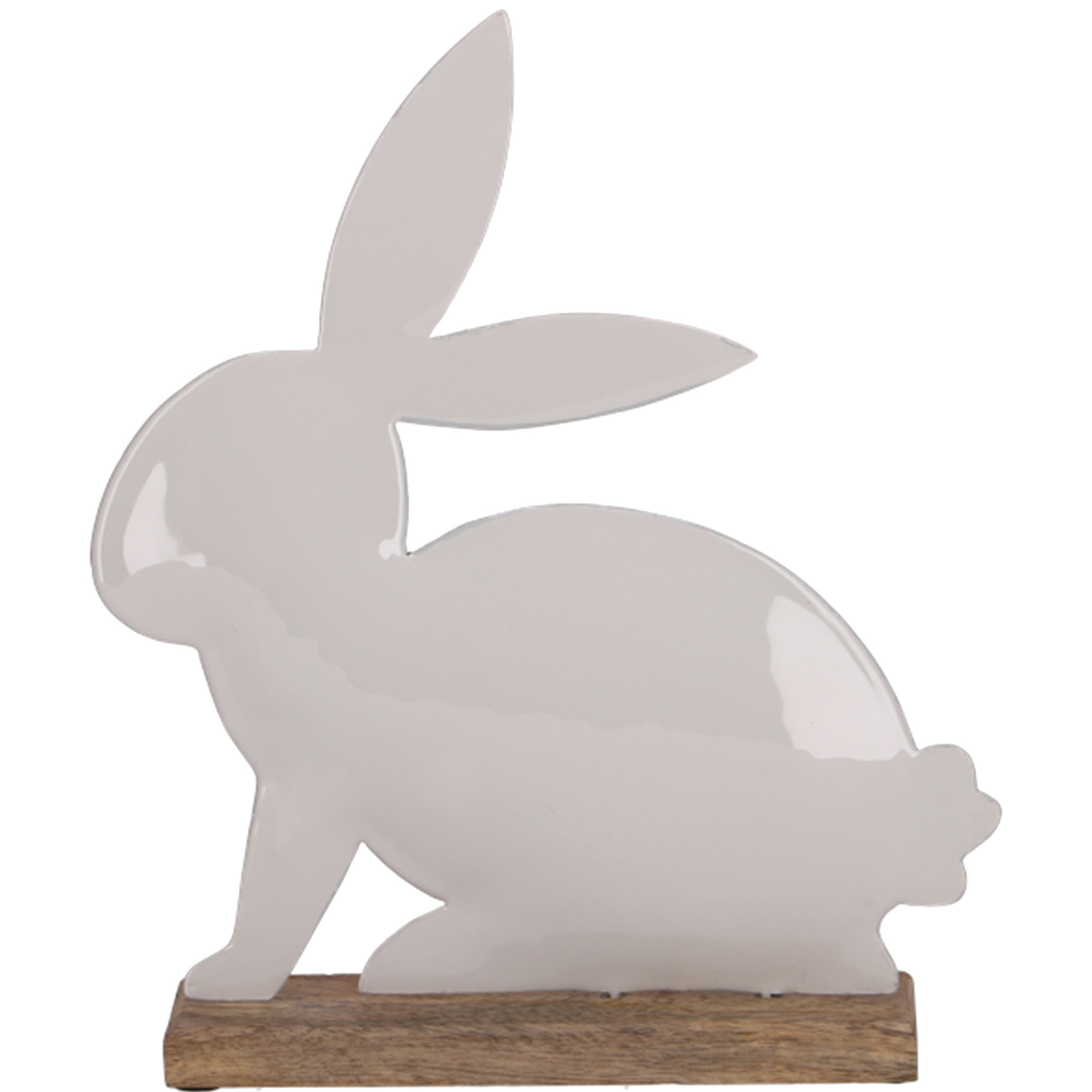  Metall Hase Glenn auf Fuß, L24cm, H29cm, hellgrau